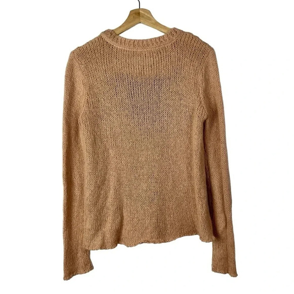 Forever 21 Peach Pink Reindeer Open Knit Crewneck Sweater M - Picture 2 of 4